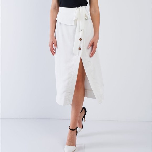 White Collared Button Down Skirt - Picture 2 of 10